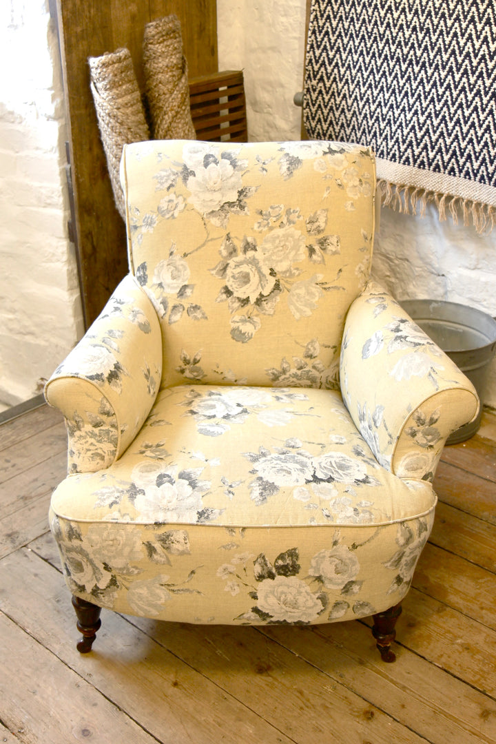 Victorian Armchair in  Yellow Floral