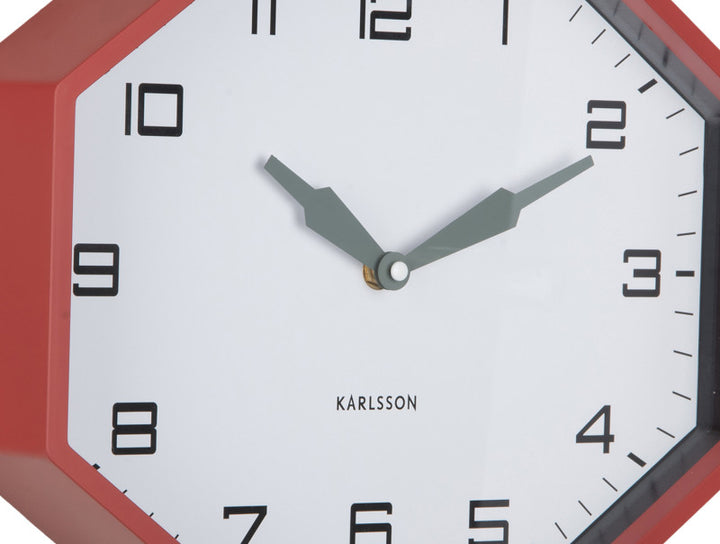 Wall clock Modern Factory Octagon Red