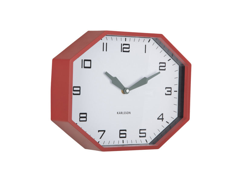 Wall clock Modern Factory Octagon Red
