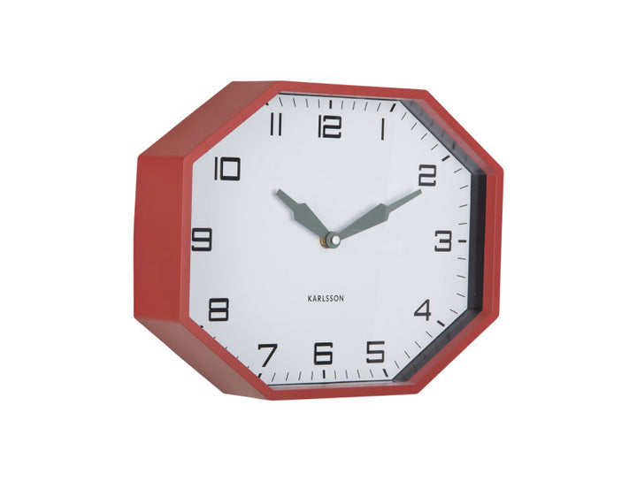 Wall clock Modern Factory Octagon Red