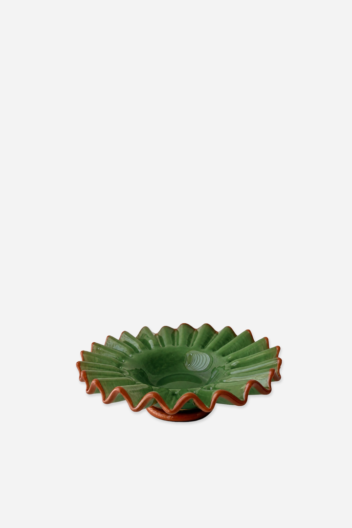 Wavy Glass Bowl / Olive