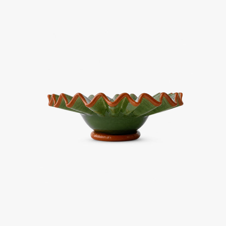 Wavy Glass Bowl / Olive