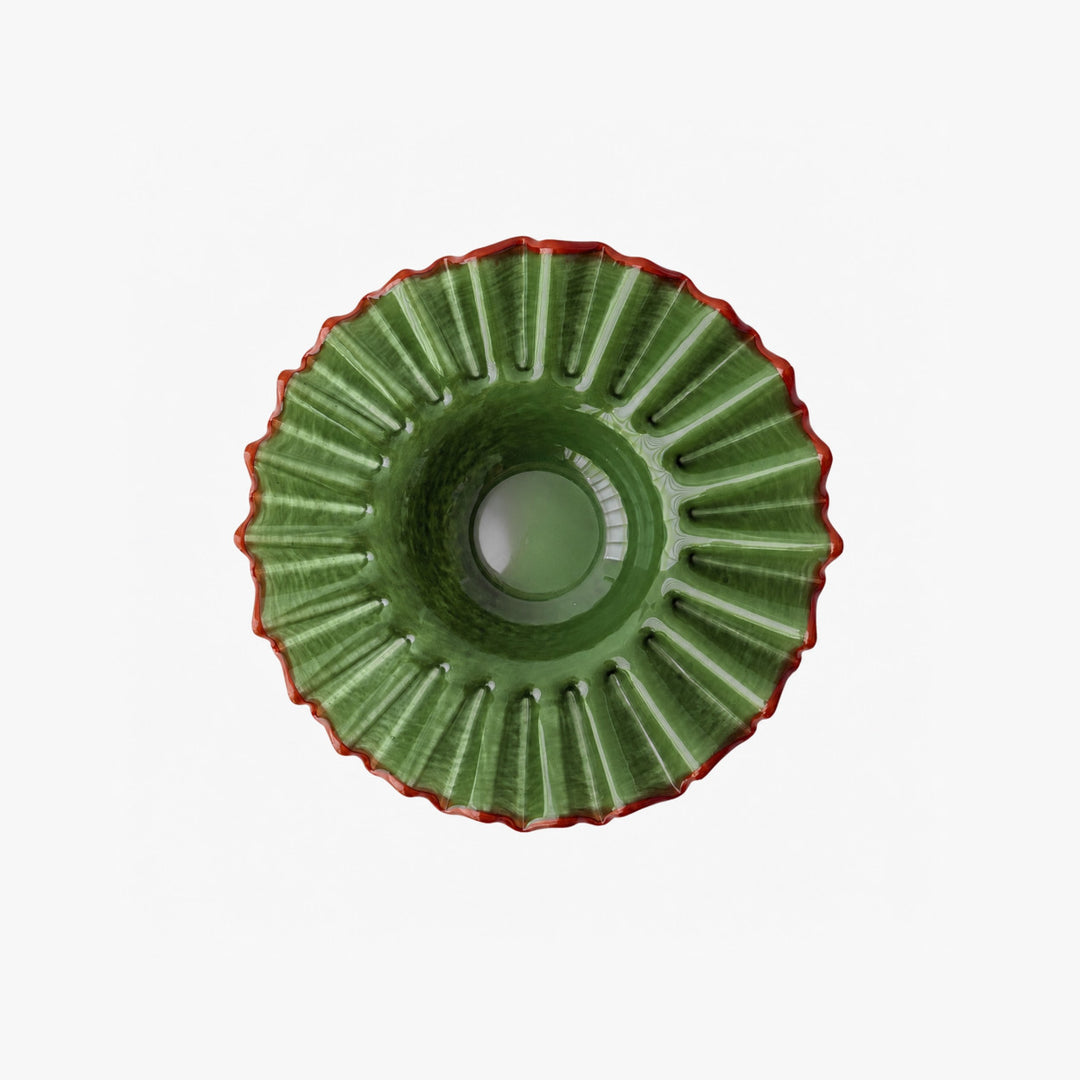 Wavy Glass Bowl / Olive
