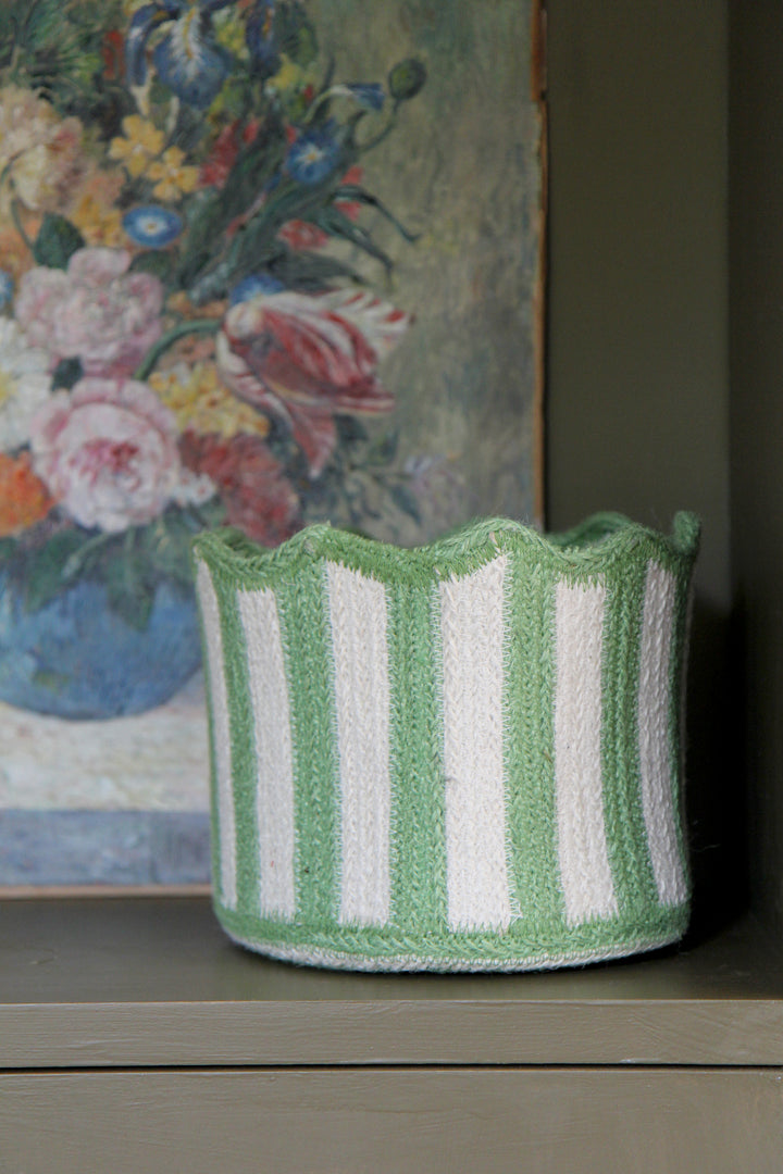 Jute Tulip Storage Basket / Jade Green - Domestic Science Home