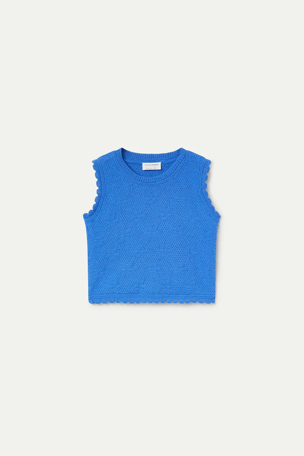 Blue Chain Stitch Knit Top