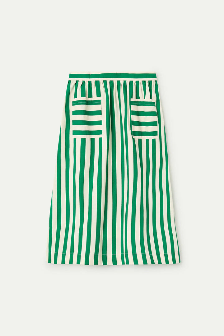 Bamboo Green Stripe Midi Skirt