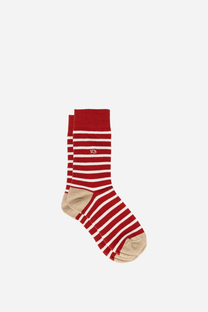 Wide Striped Socks Red, Beige Striped / 41/46