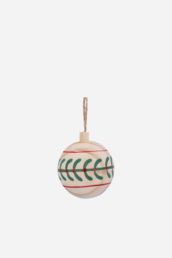 Red/Green Natural Wood Ball Dec / Assorted
