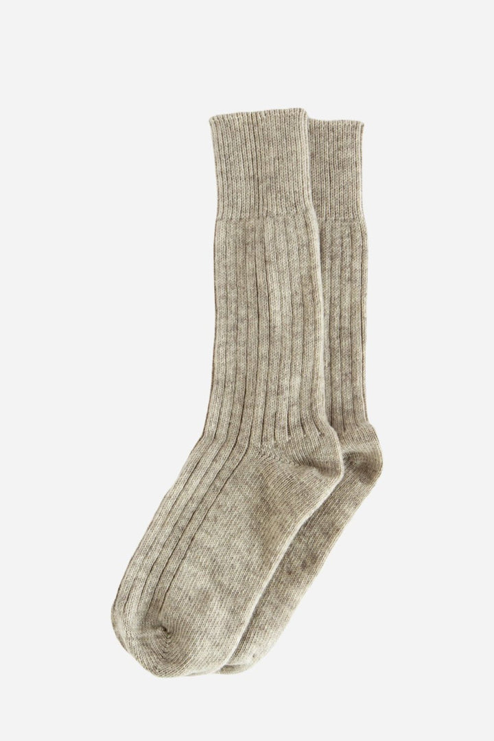 Woollen Ribbed Socks / Beige