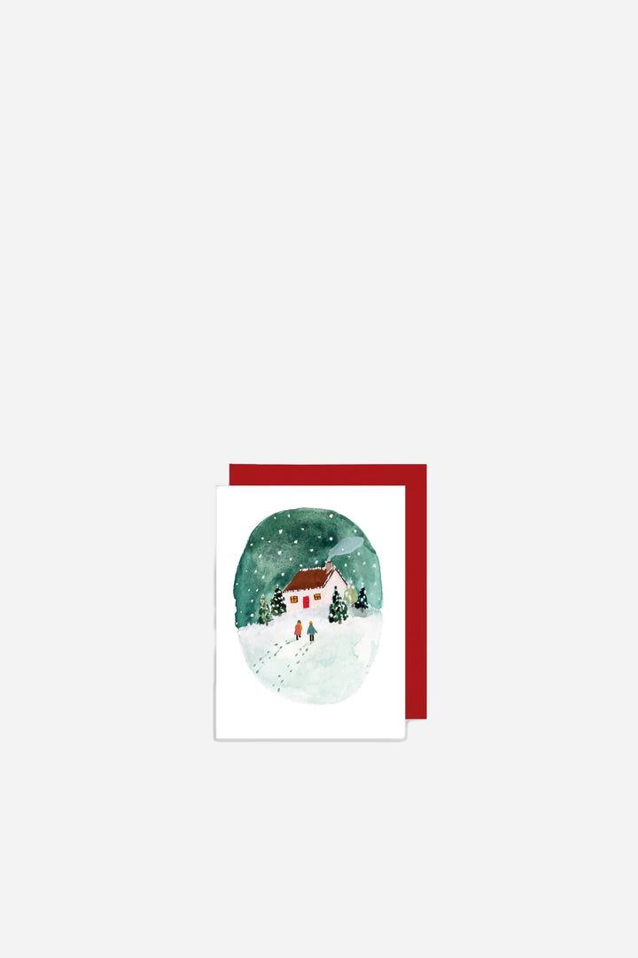 Mini Xmas Card Snowy Winter House
