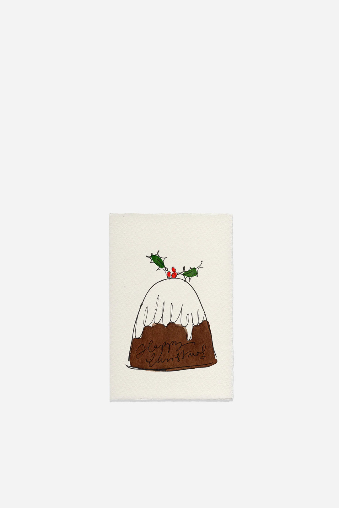Happy Christmas Pudding Hand-Painted Card