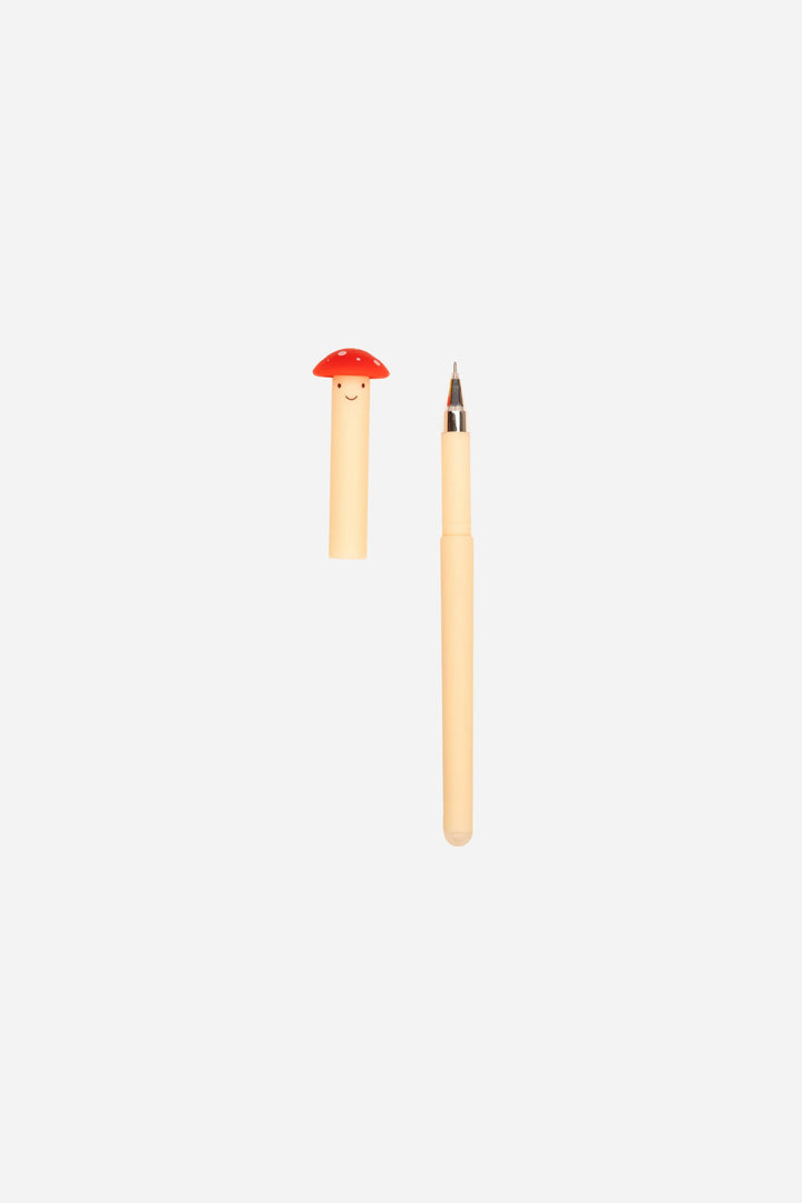 Pen with red top mushroom on a white background