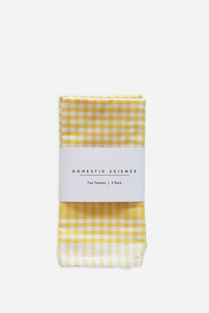 Gingham T-towel / Yellow Pk 2
