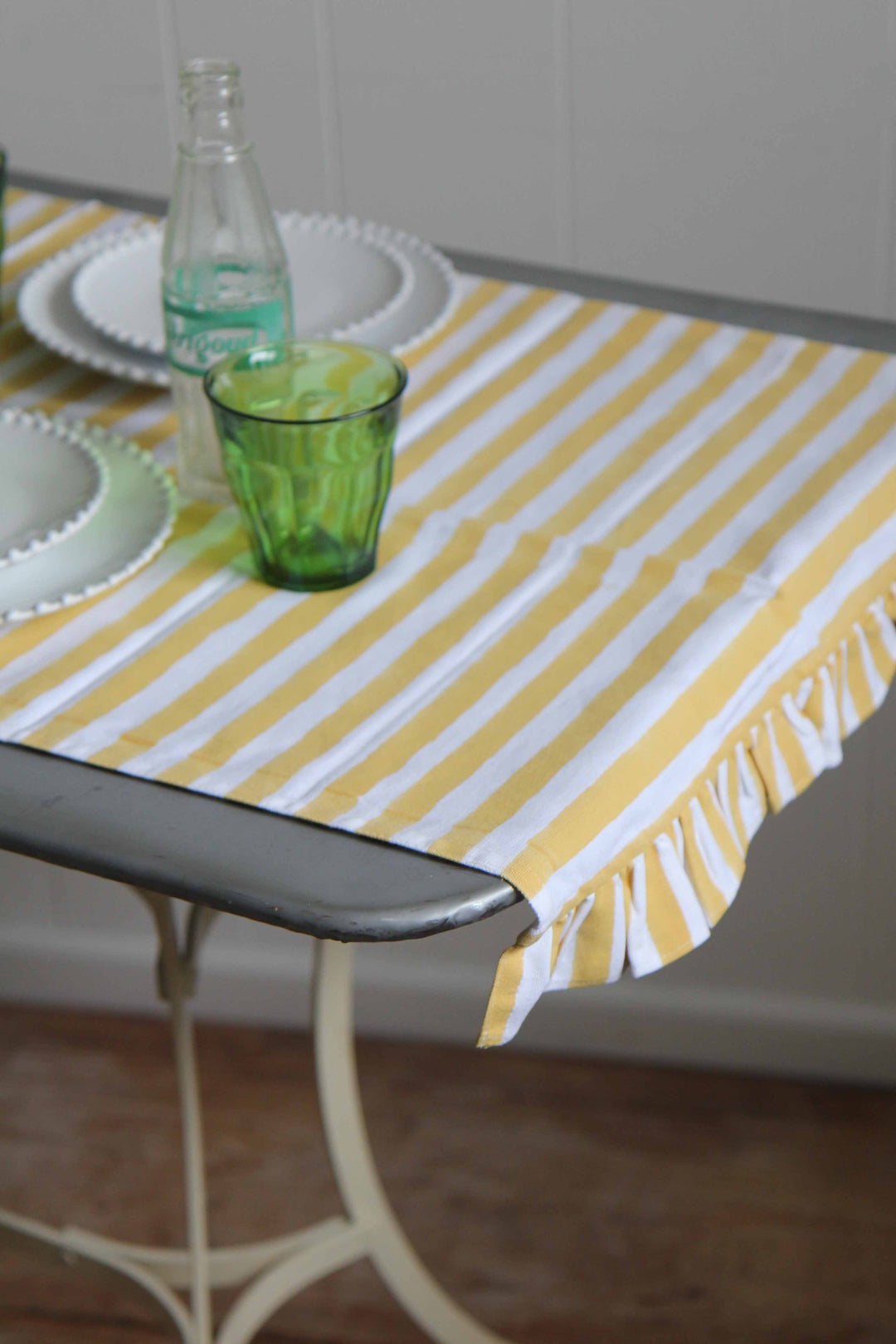 Ruffle Stripe Table Runner / Yellow