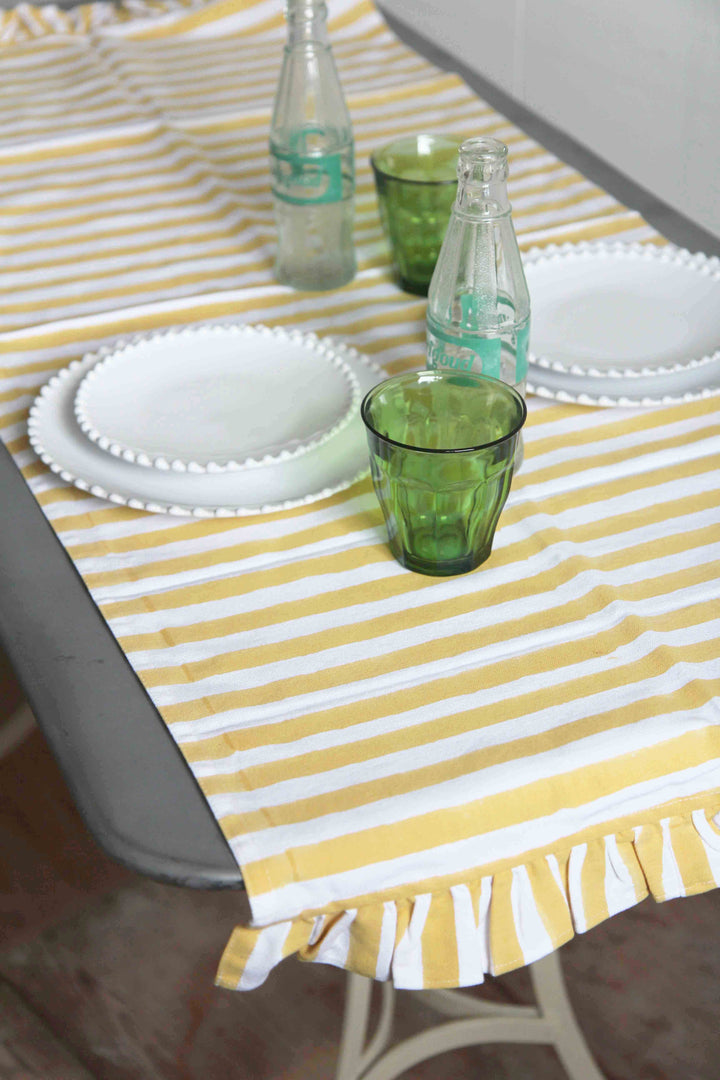 Ruffle Stripe Table Runner / Yellow