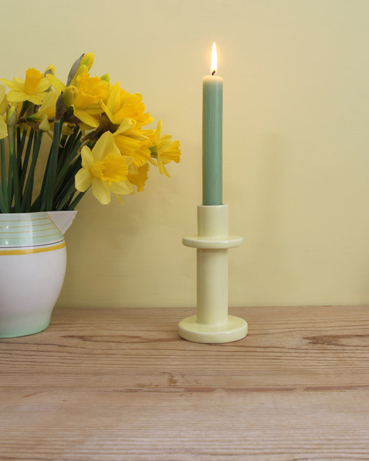 Ceramic Candle Holder Standing / Yellow