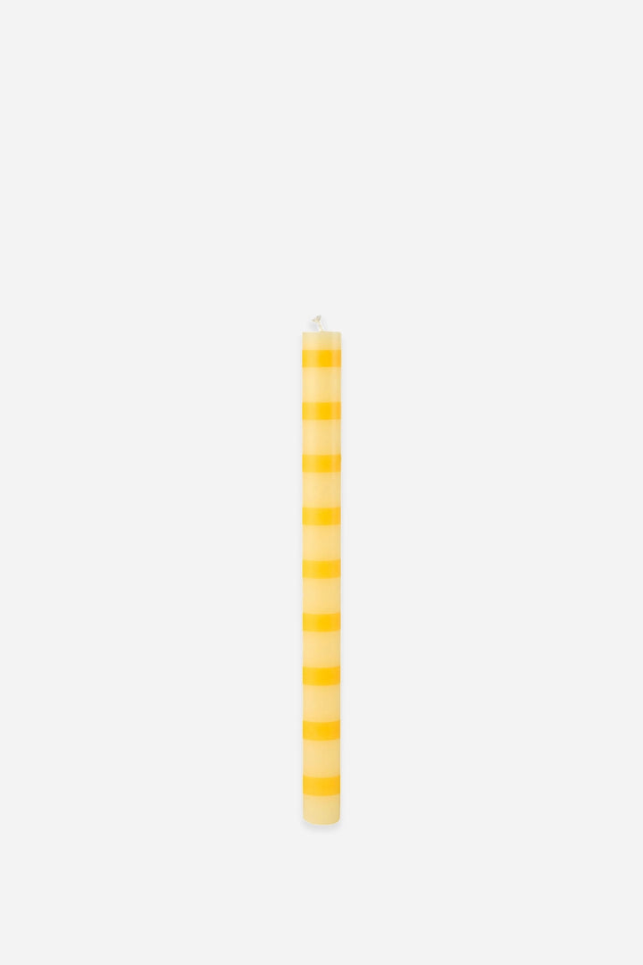 Yellow Stripe Dinner Candle 28cm - Domestic Science Home