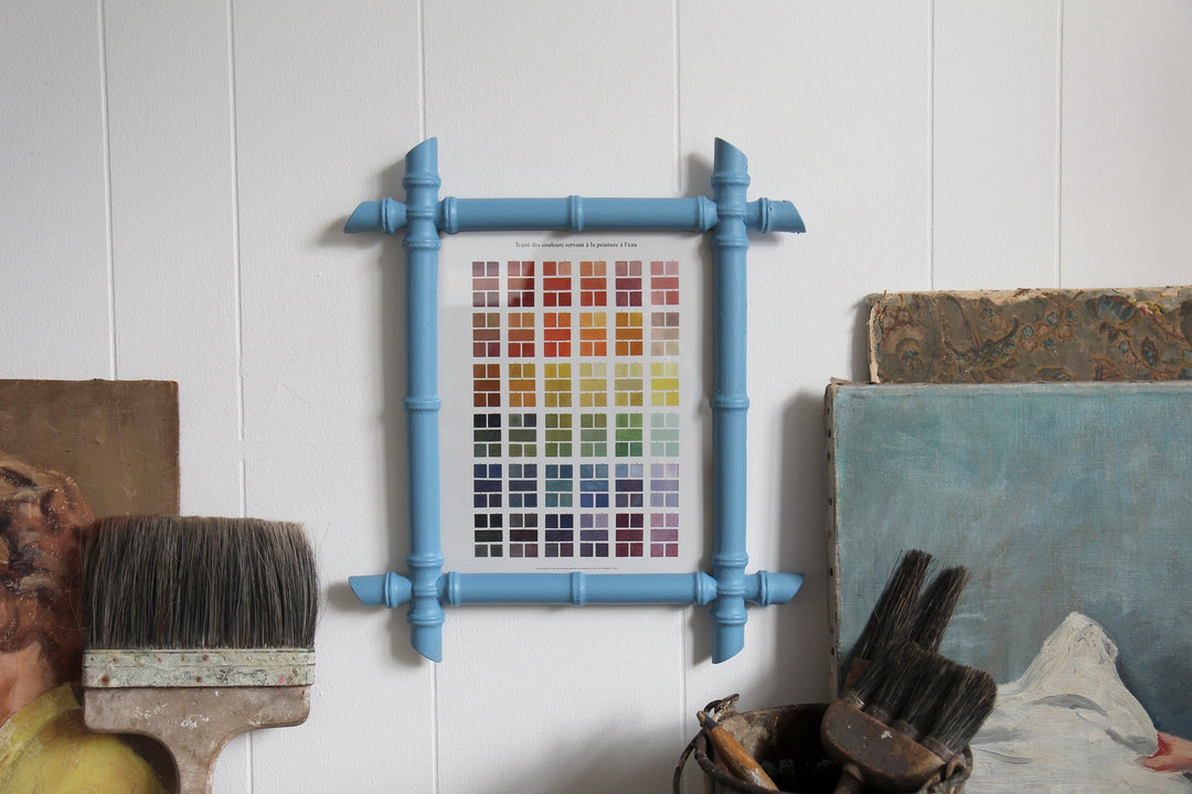 blue faux bamboo frame with print