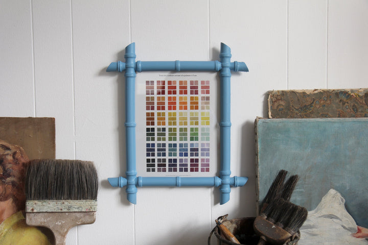 blue faux bamboo frame with print