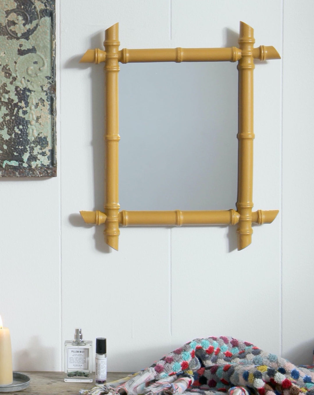 Ditto Bamboo Frame Mirror / Mustard