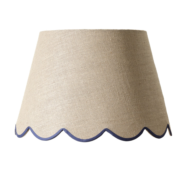 Scalloped Linen Lampshade / Blue