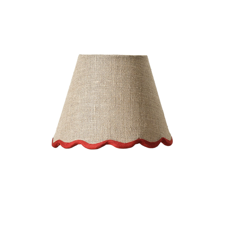 Scalloped Linen Lampshade / Red