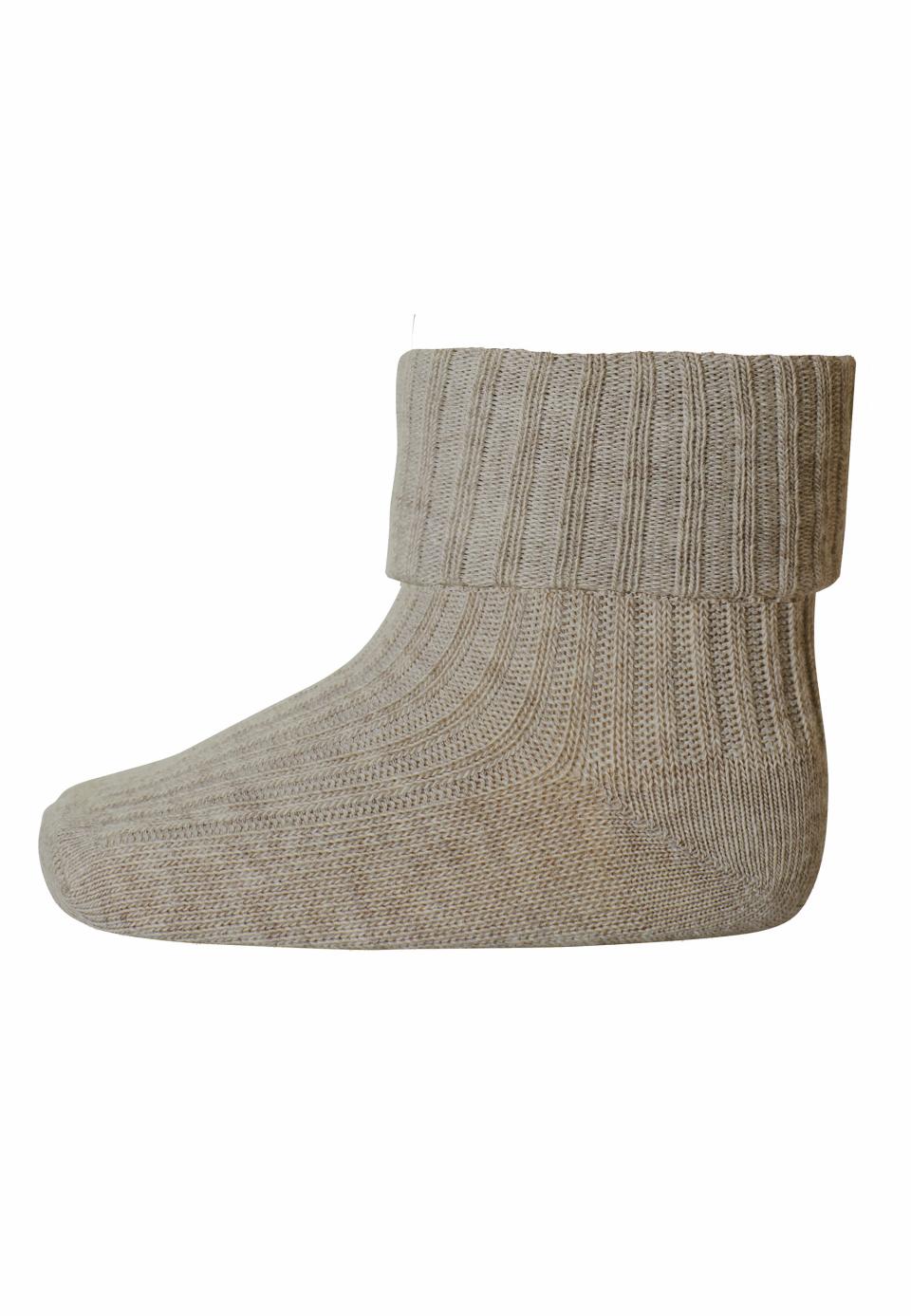 Cotton rib baby socks / Light Brown Melange
