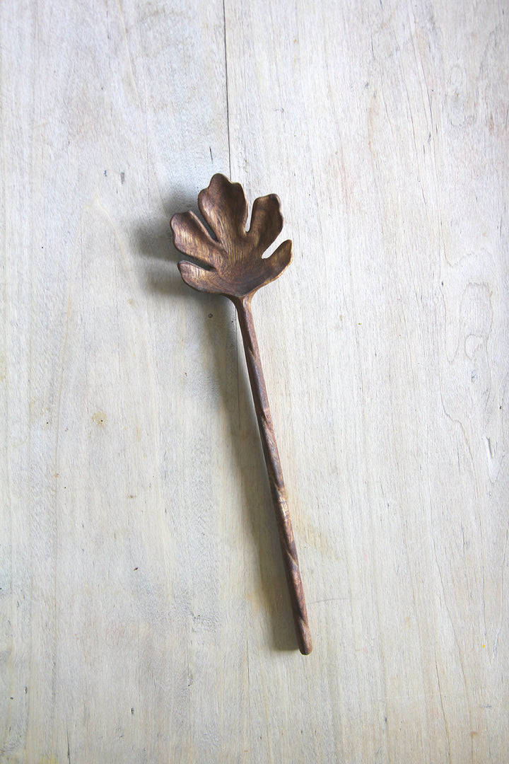 Carved Wooden Spoon Leaf Bowl