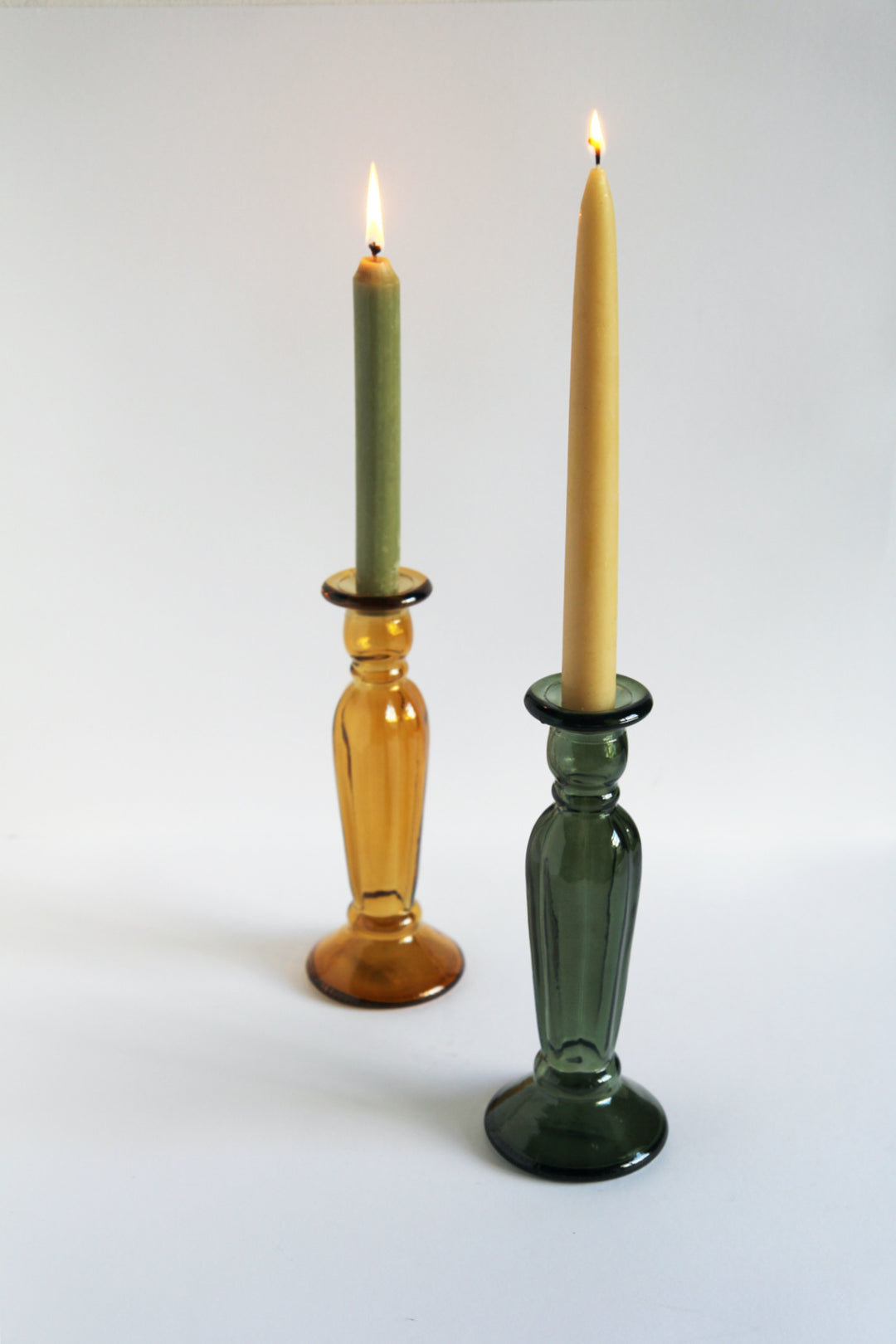 Recycled Glass Candlestick / Yellow Gold