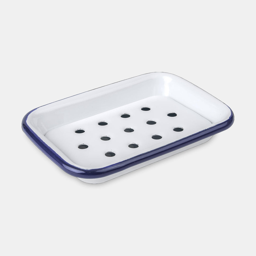Falcon Blue & White Enamel Soap Dish - Domestic Science Home
