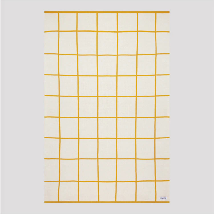 Cotton Knit Baby Blanket/ Grid Yellow