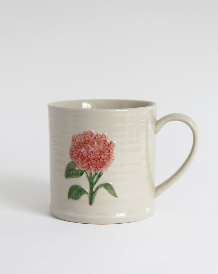Pink Hydrangea Stoneware Mug