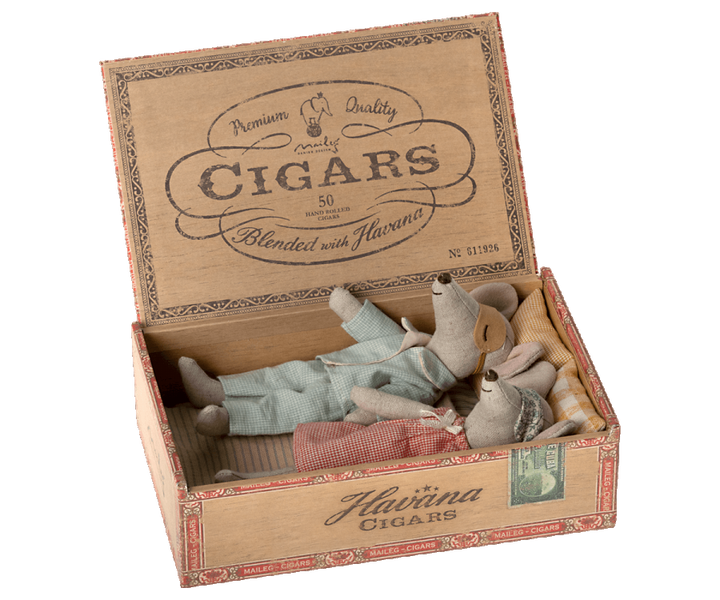 Maileg Mum and Dad Mice in Cigarbox