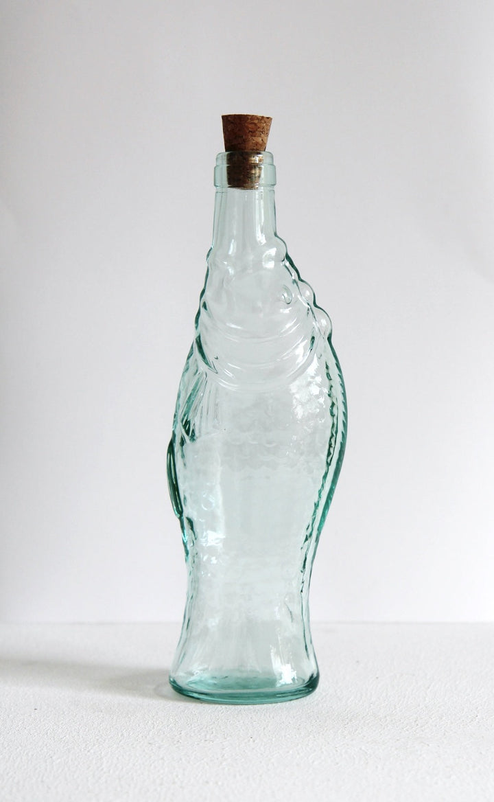 Recycled Fish  Shaped Glass Bottle - Domestic Science Home