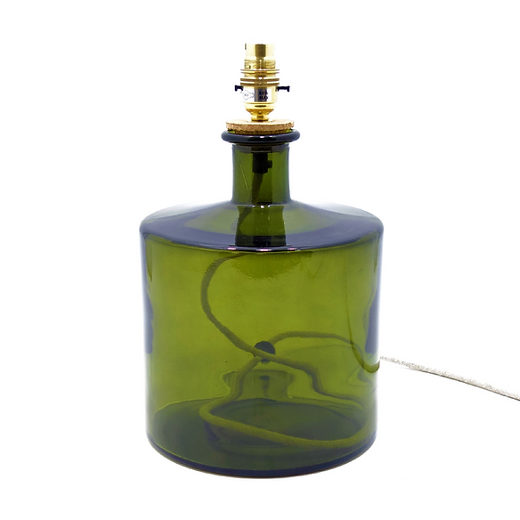 Squat Glass Bottle Light 32cm / Olive