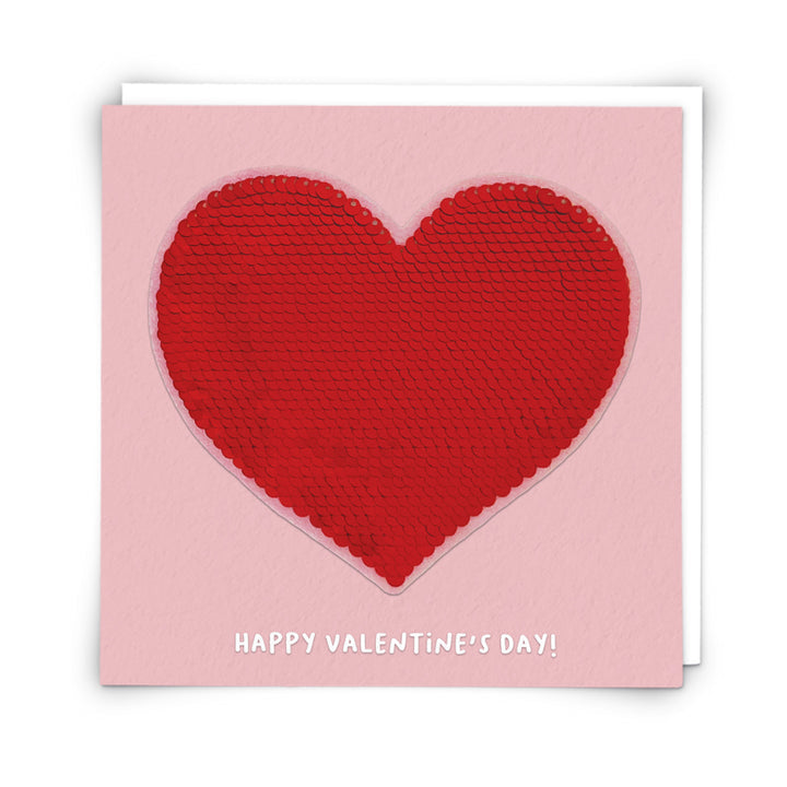 Valentine's Red Sequin Heart Card