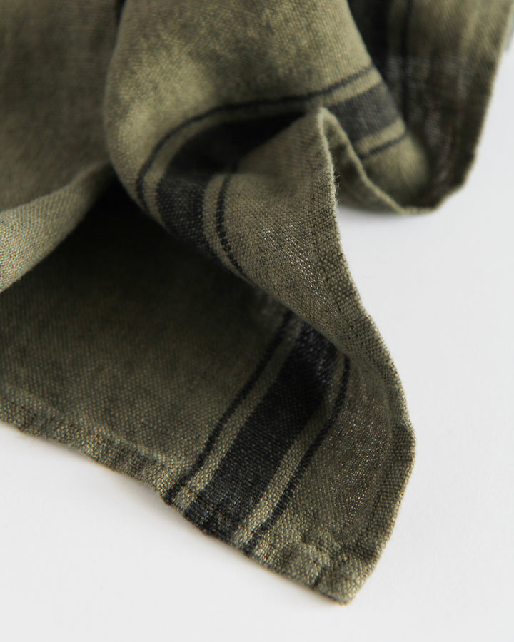 Striped Linen T-Towel / Khaki