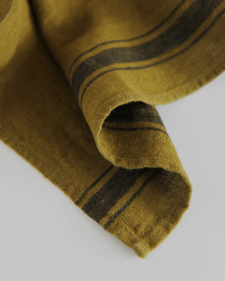 Striped Linen T-Towel / Olive