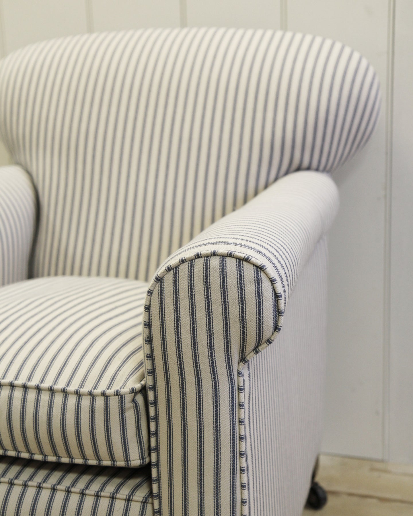 Blue ticking on sale chair