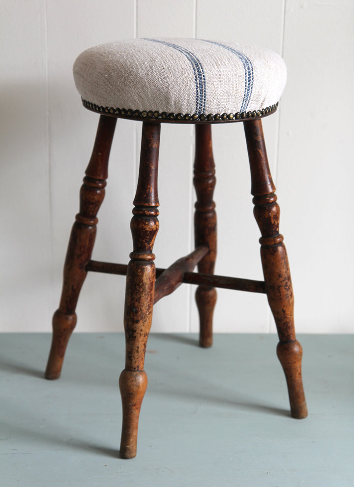 Vintage Stool with Cross Bar