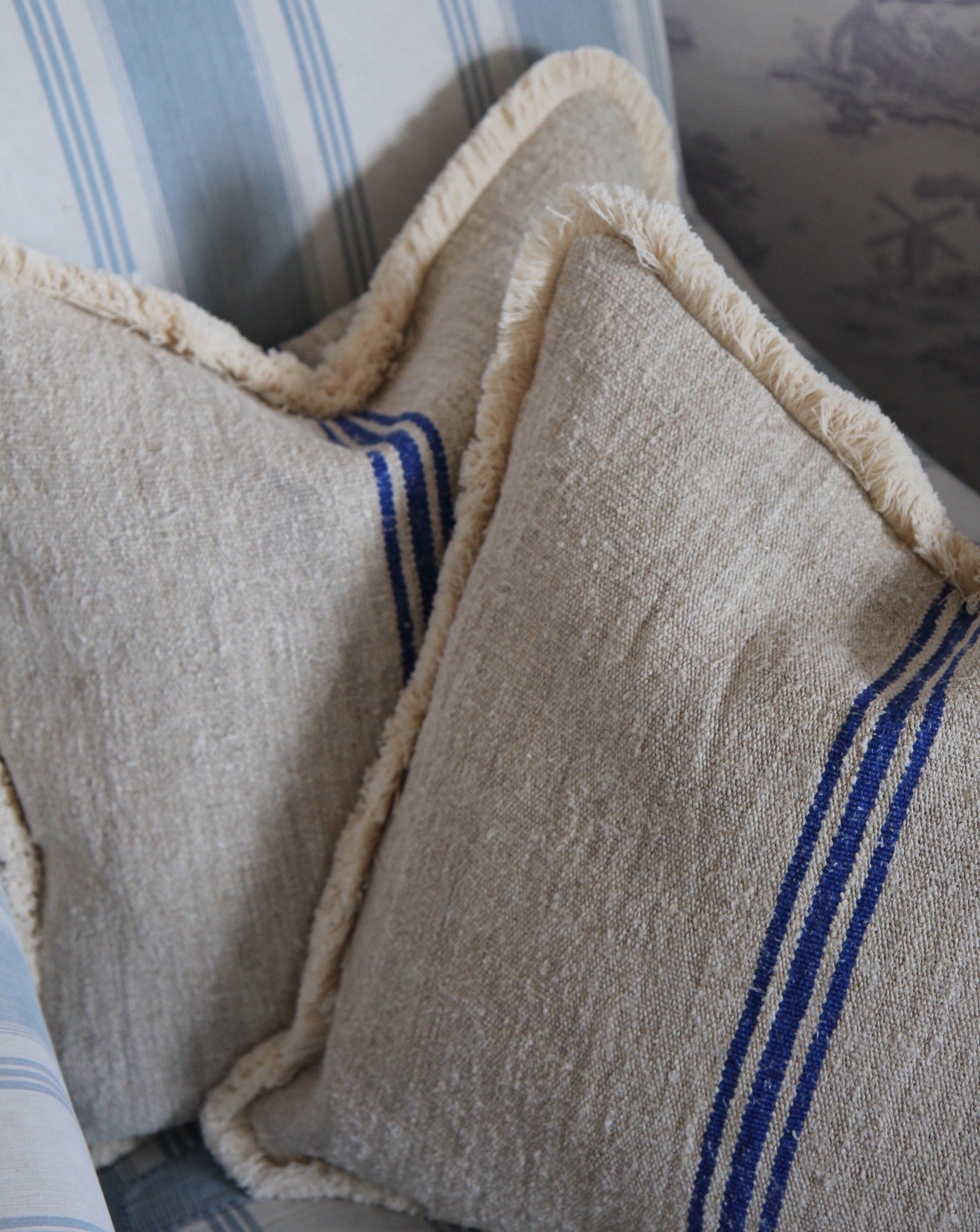 Grain Sack Cushion Fringing Domestic Science Home