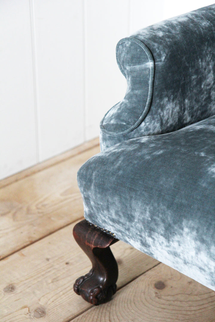 Vintage Blue Velvet Armchair