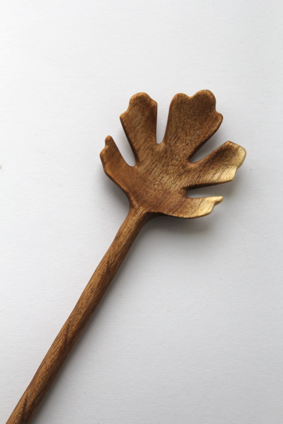 Carved Wooden Spoon Leaf Bowl