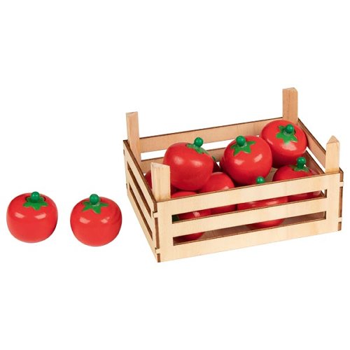 Wooden Toy Tomatoes in Crate / 10 Pieces